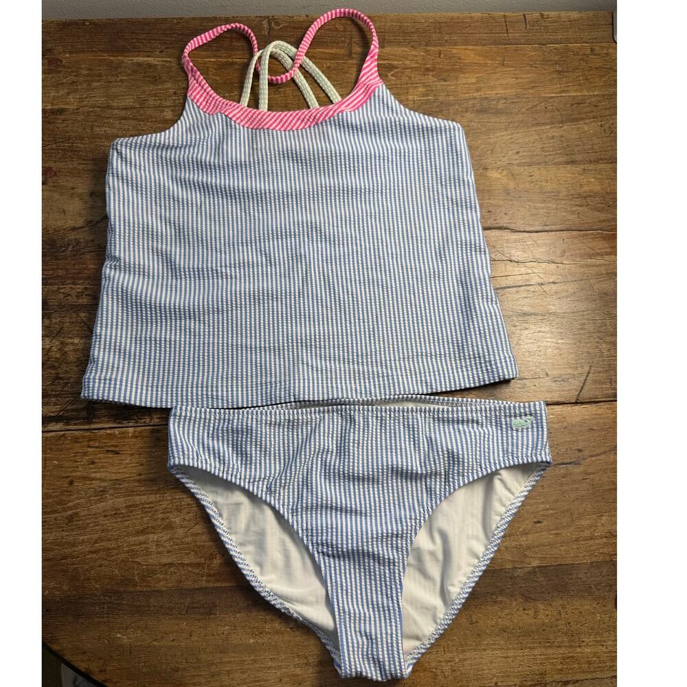 Vineyard Vines‎ Blue and white seersucker tankini size XL